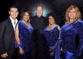 HSH Prince Albert II of Monaco and CEO Antoine Chevanne with Scherrie Payne and Lynda Laurence
