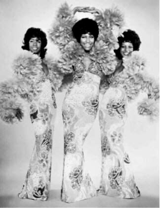 The Supremes vintage 1972 glamour photo in fur outfits, Motown era